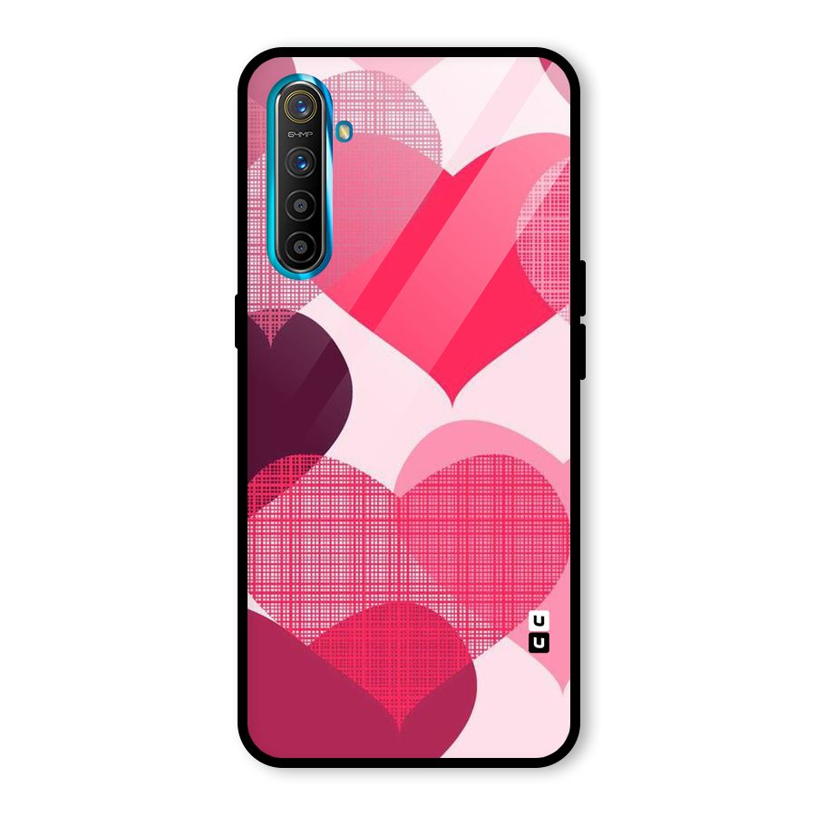 Check Pink Hearts Glass Back Case for Realme X2