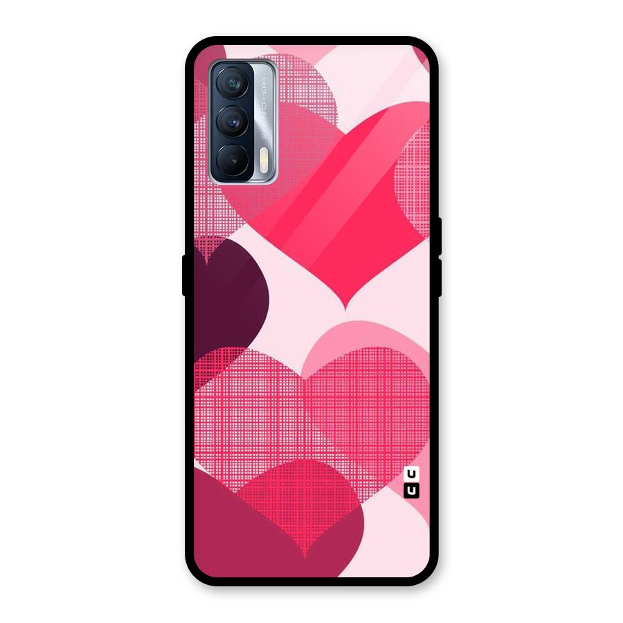 Check Pink Hearts Glass Back Case for Realme X7