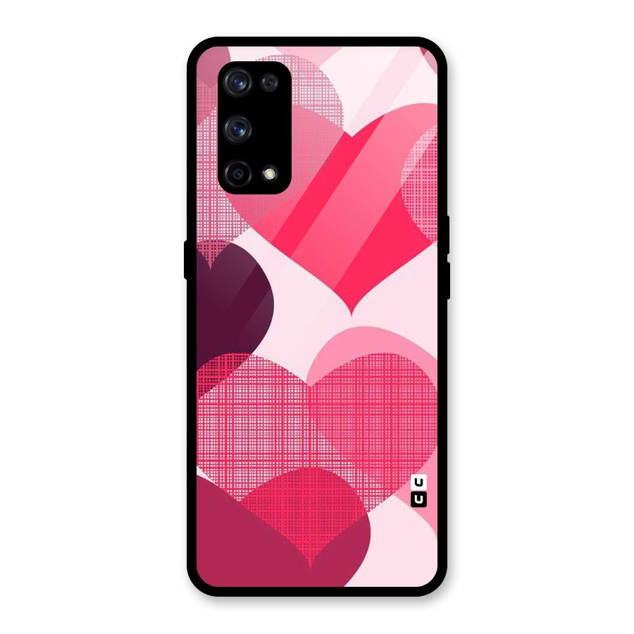 Check Pink Hearts Glass Back Case for Realme X7 Pro