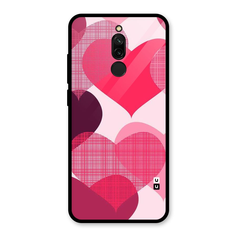 Check Pink Hearts Glass Back Case for Redmi 8
