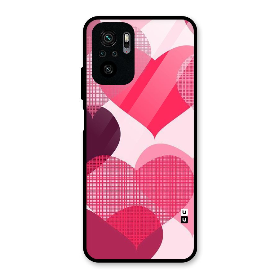 Check Pink Hearts Glass Back Case for Redmi Note 10S