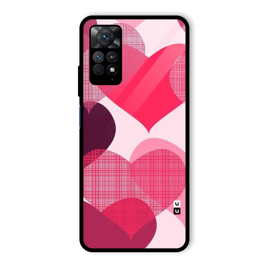 Check Pink Hearts Glass Back Case for Redmi Note 11 Pro Plus 5G