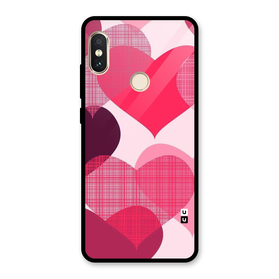 Check Pink Hearts Glass Back Case for Redmi Note 5 Pro