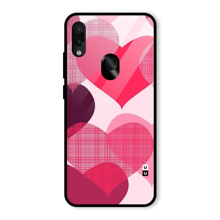 Check Pink Hearts Glass Back Case for Redmi Note 7S