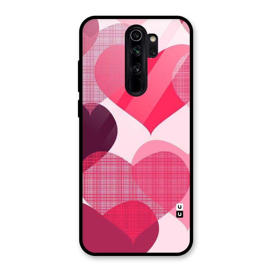 Check Pink Hearts Glass Back Case for Redmi Note 8 Pro