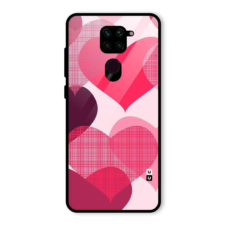 Check Pink Hearts Glass Back Case for Redmi Note 9