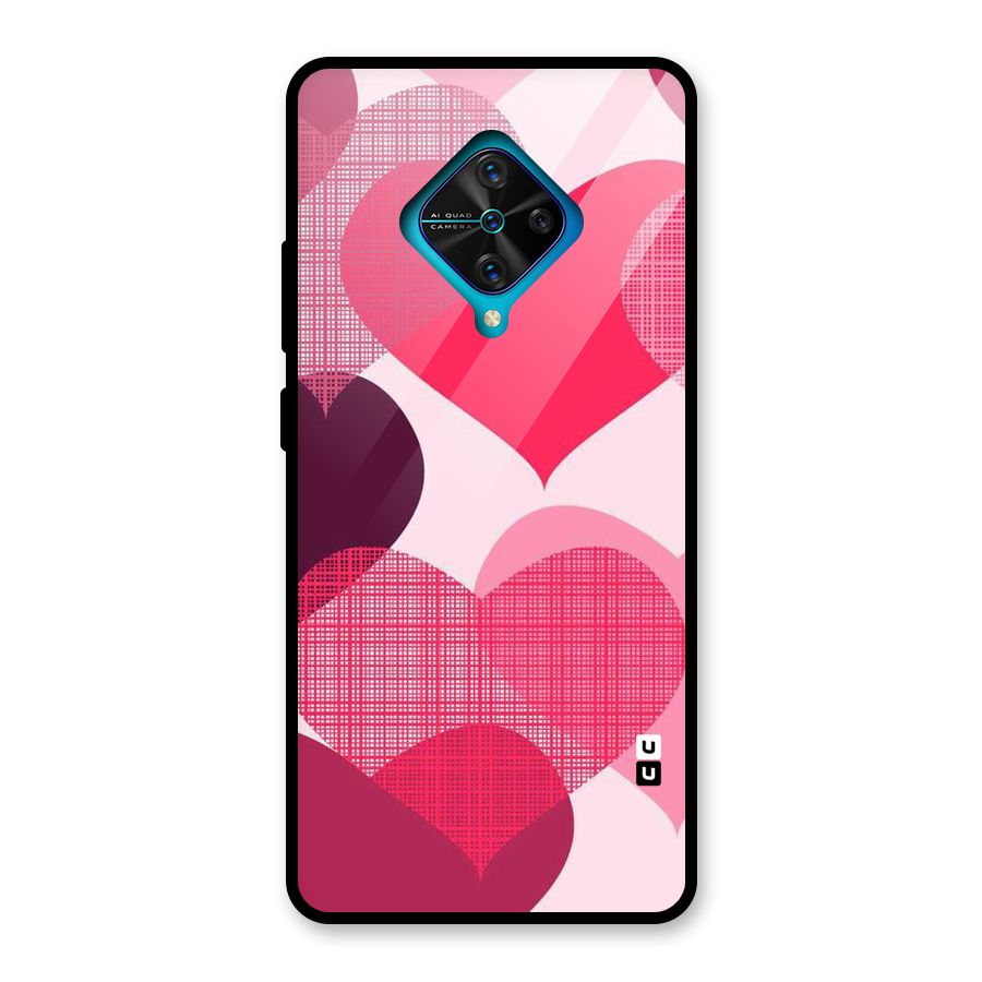 Check Pink Hearts Glass Back Case for Vivo S1 Pro