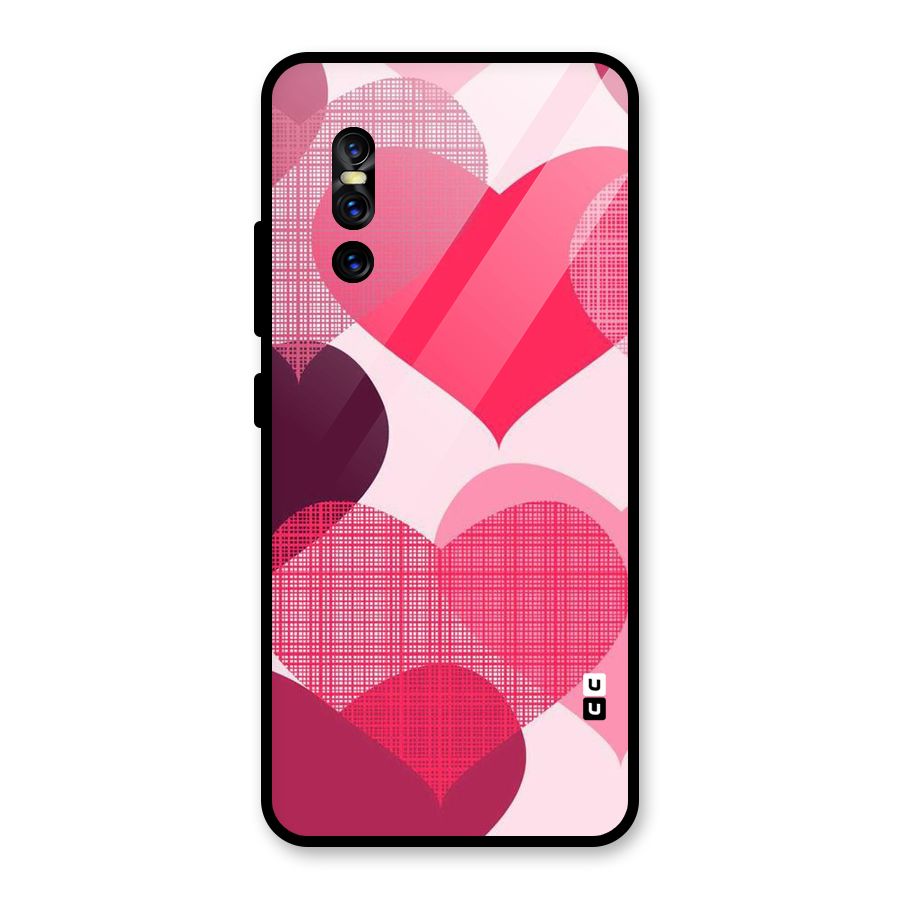 Check Pink Hearts Glass Back Case for Vivo V15 Pro