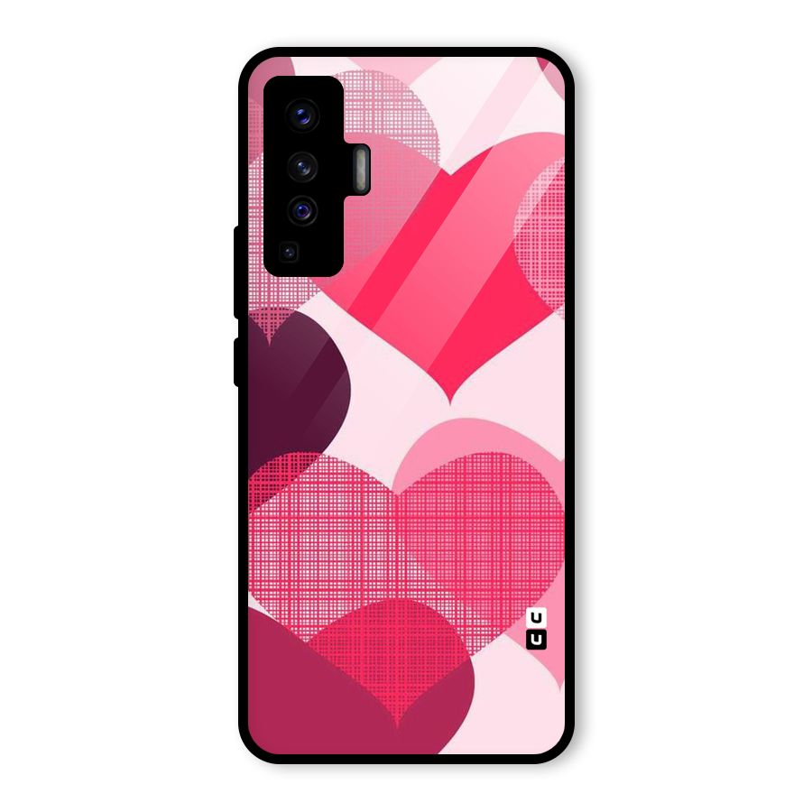 Check Pink Hearts Glass Back Case for Vivo X50