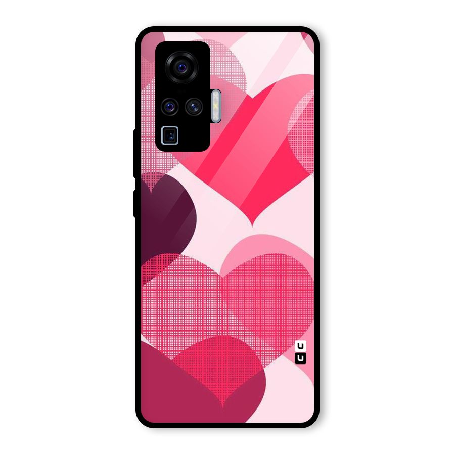 Check Pink Hearts Glass Back Case for Vivo X50 Pro