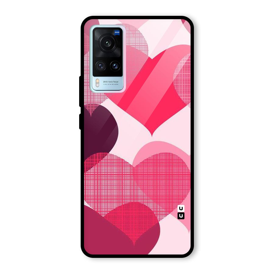 Check Pink Hearts Glass Back Case for Vivo X60