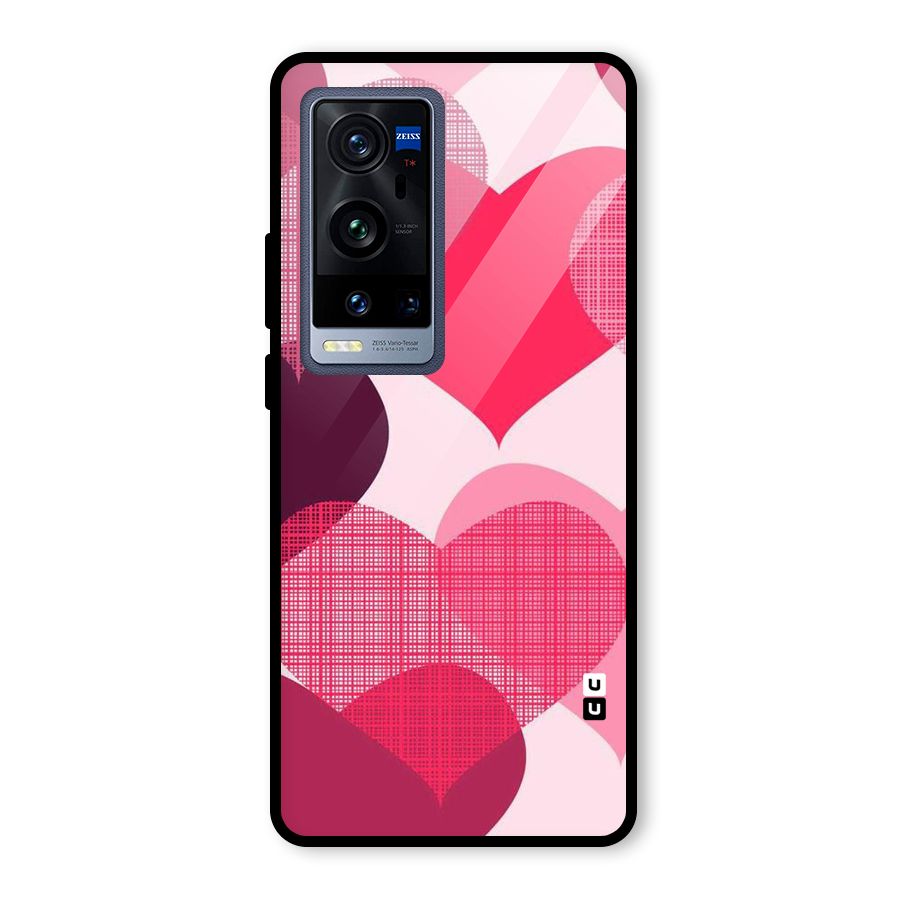 Check Pink Hearts Glass Back Case for Vivo X60 Pro Plus