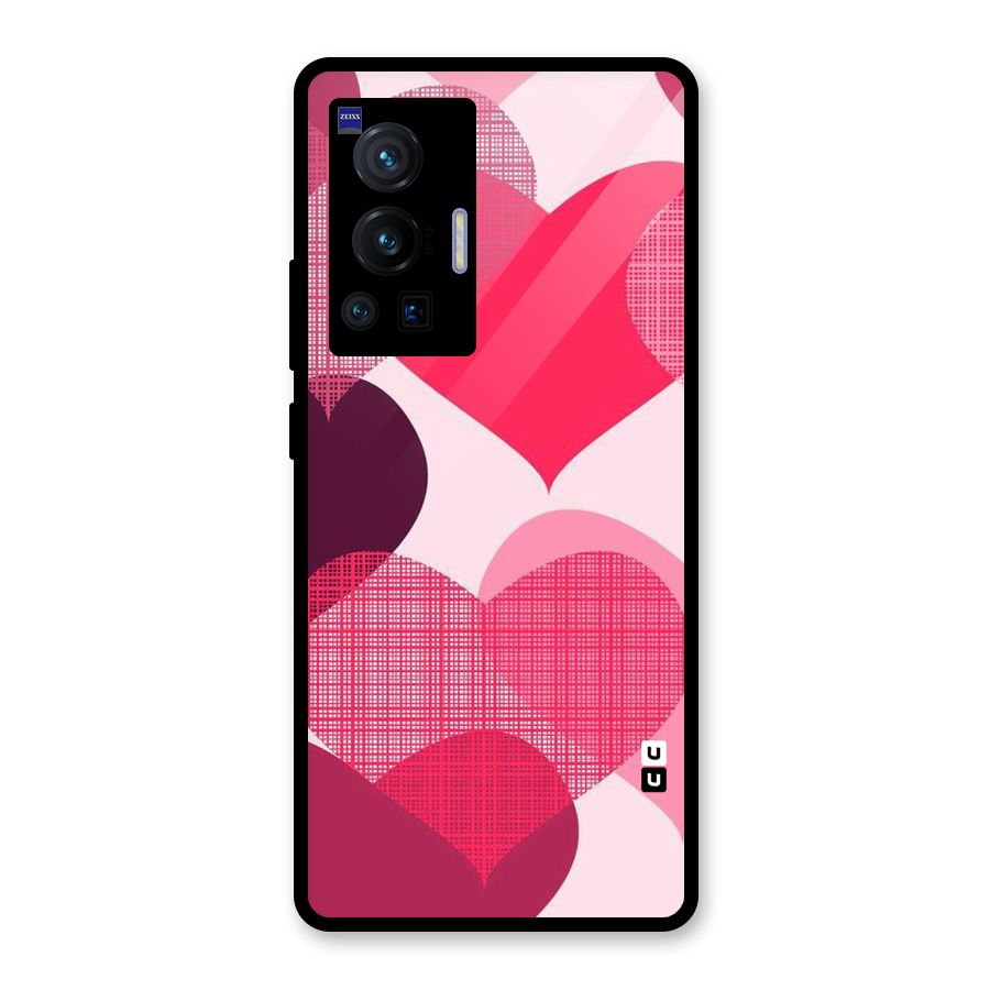 Check Pink Hearts Glass Back Case for Vivo X70 Pro