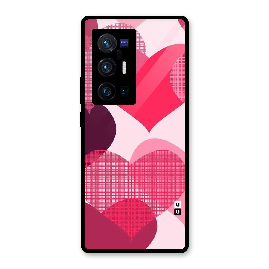 Check Pink Hearts Glass Back Case for Vivo X70 Pro Plus