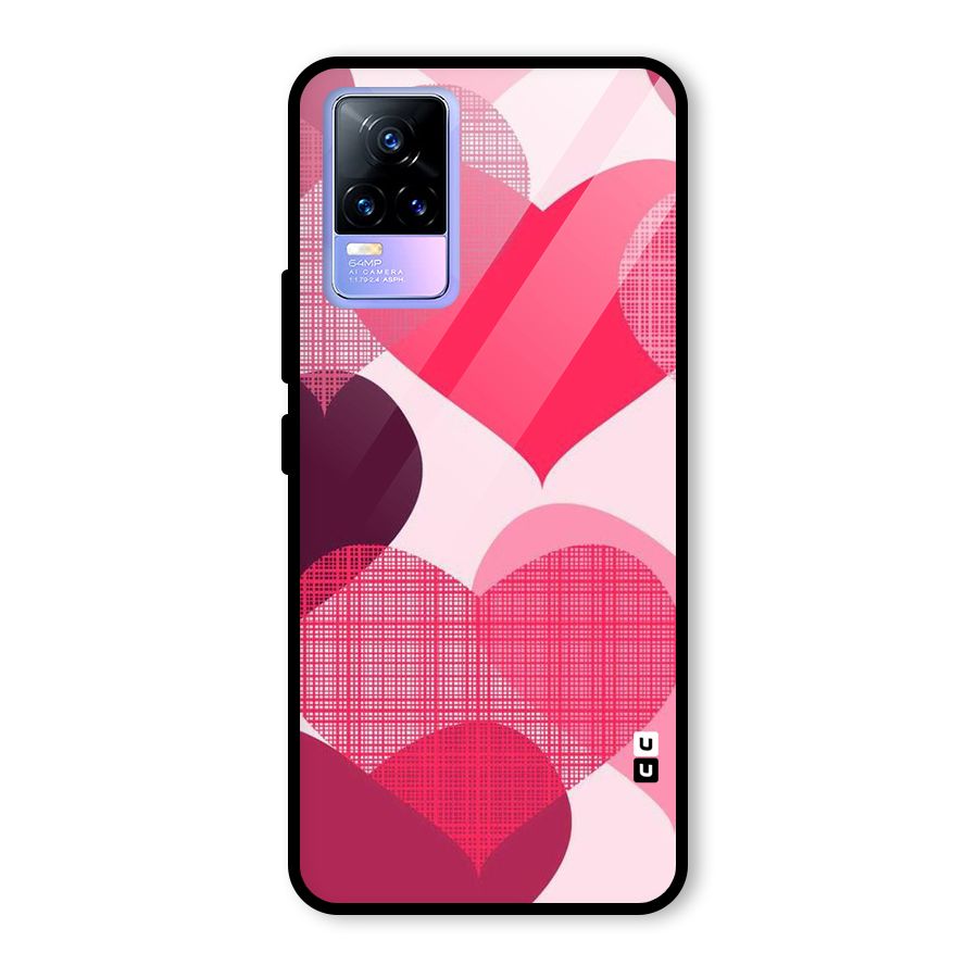 Check Pink Hearts Glass Back Case for Vivo Y73