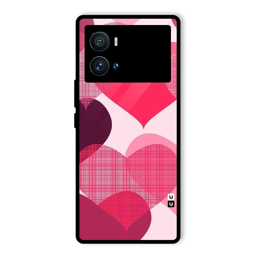 Check Pink Hearts Glass Back Case for Vivo iQOO 9 Pro
