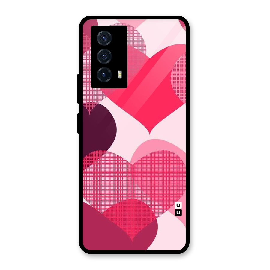 Check Pink Hearts Glass Back Case for Vivo iQOO Z5