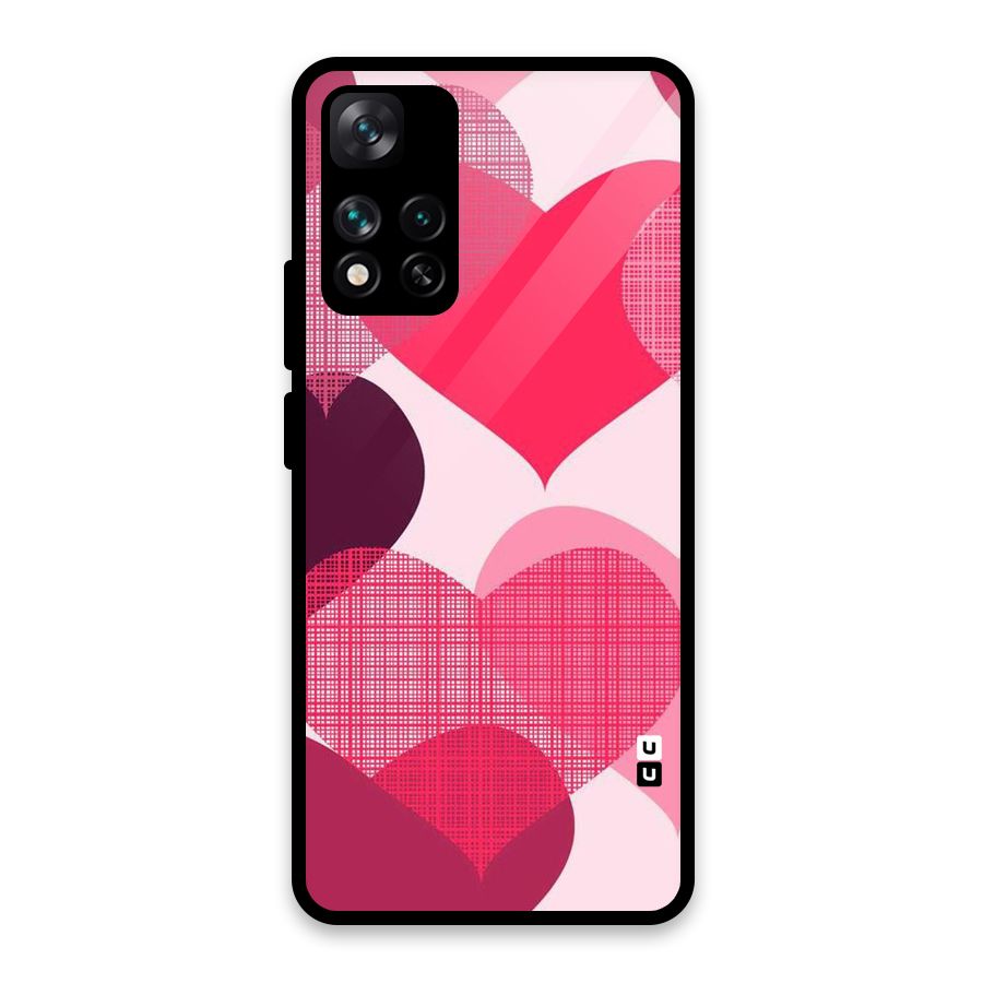 Check Pink Hearts Glass Back Case for Xiaomi 11i HyperCharge 5G