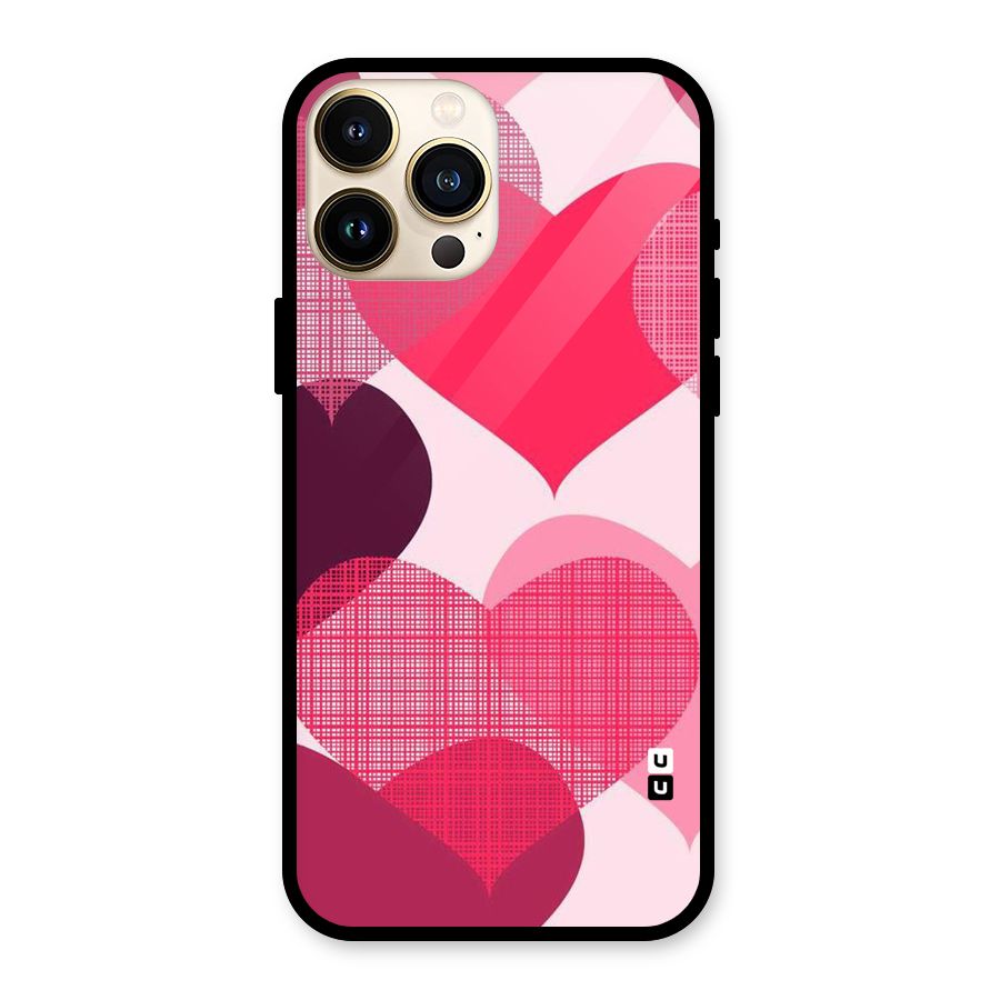 Check Pink Hearts Glass Back Case for iPhone 13 Pro Max