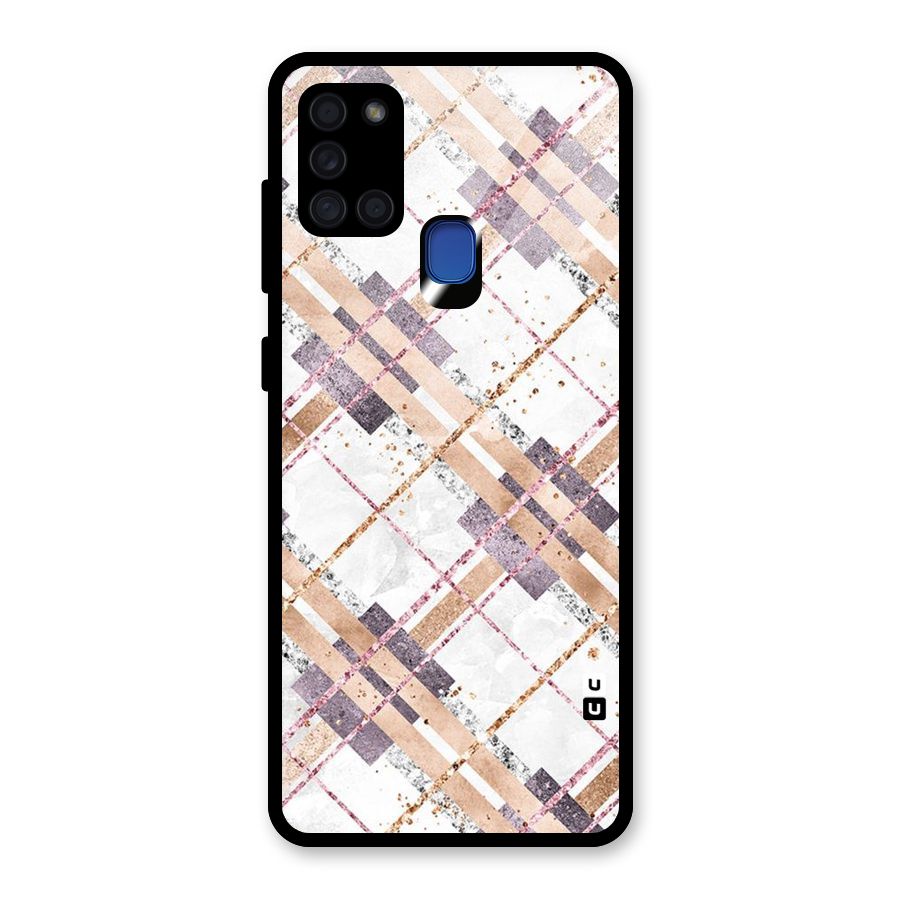 Check Trouble Glass Back Case for Galaxy A21s