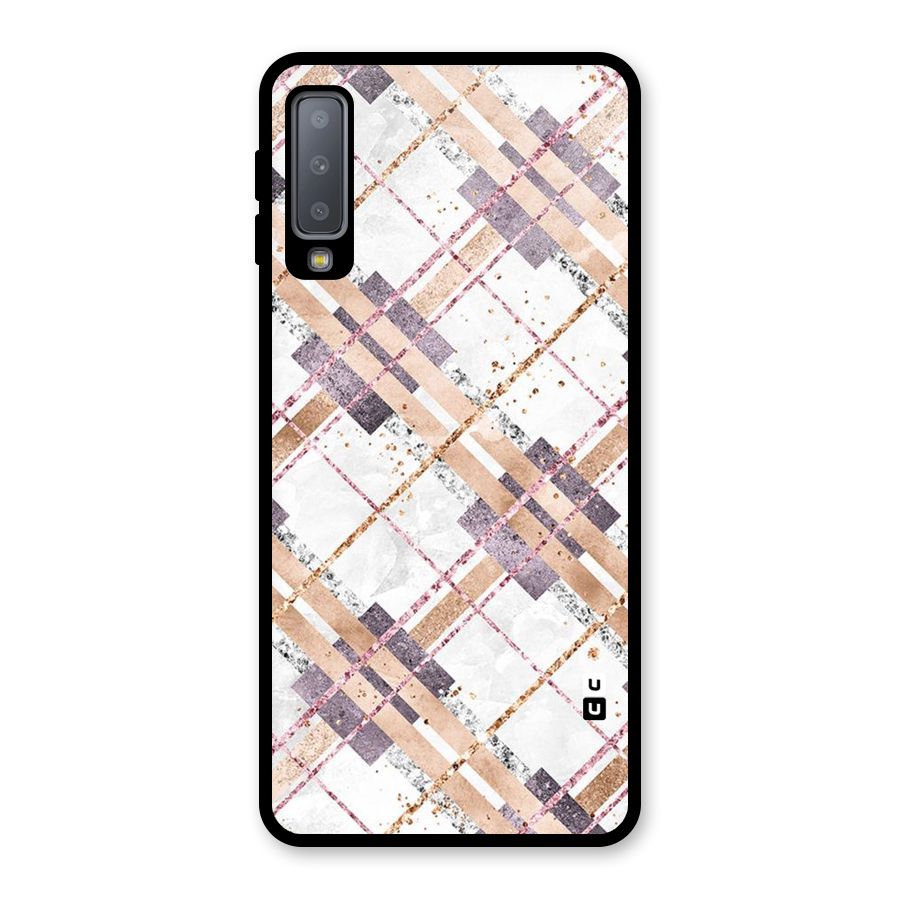 Check Trouble Glass Back Case for Galaxy A7 (2018)