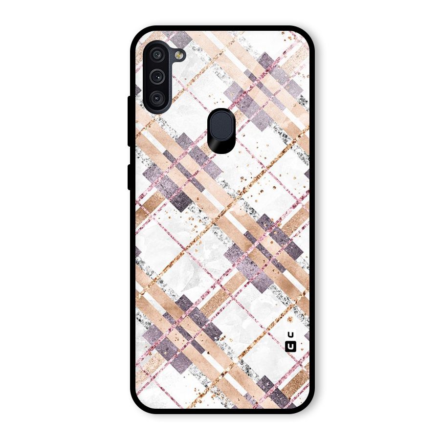 Check Trouble Glass Back Case for Galaxy M11