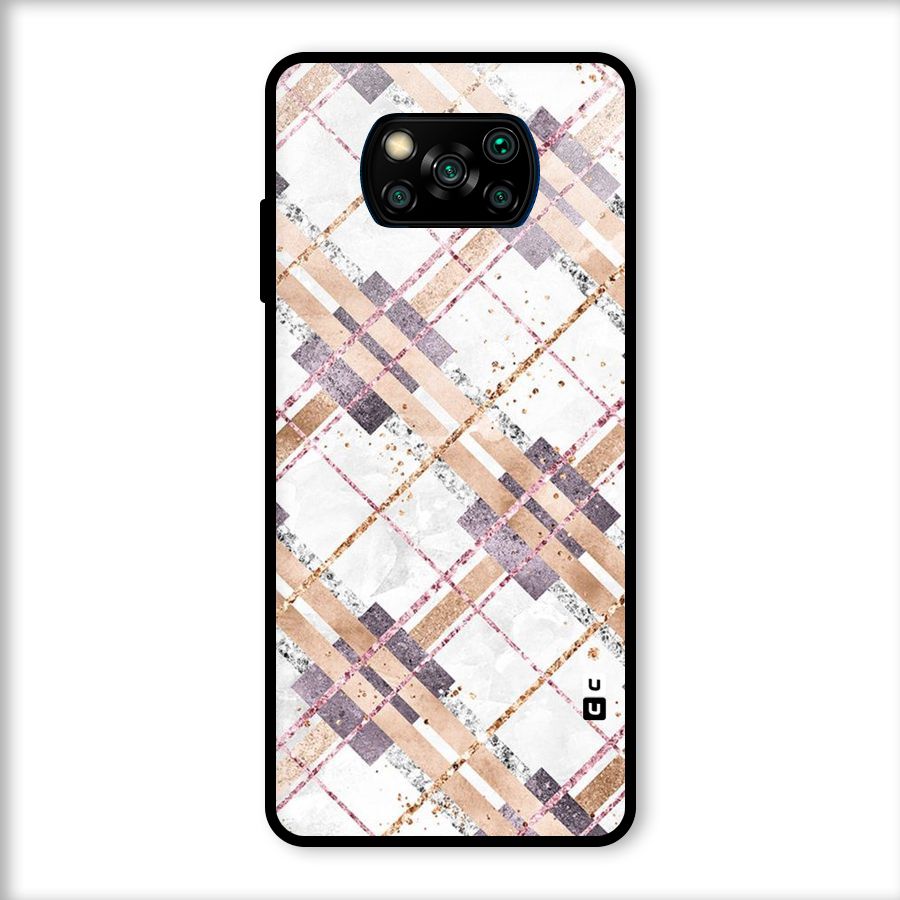 Check Trouble Glass Back Case for Poco X3