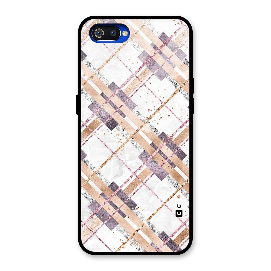 Check Trouble Glass Back Case for Realme C2