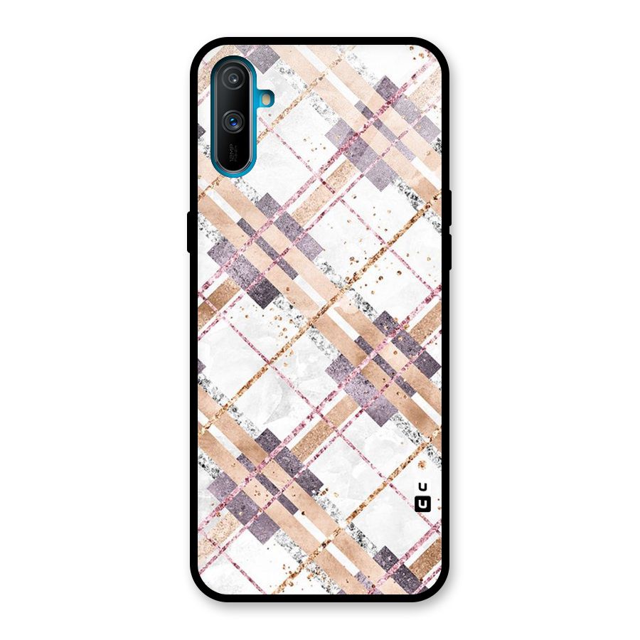 Check Trouble Glass Back Case for Realme C3