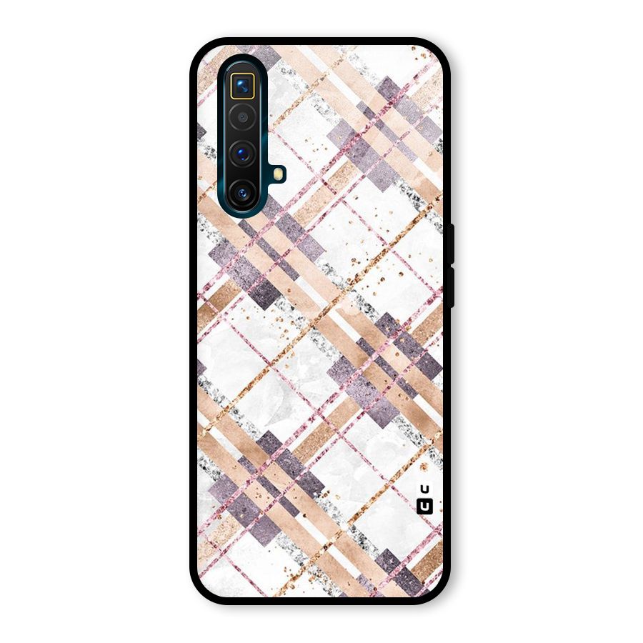 Check Trouble Glass Back Case for Realme X3