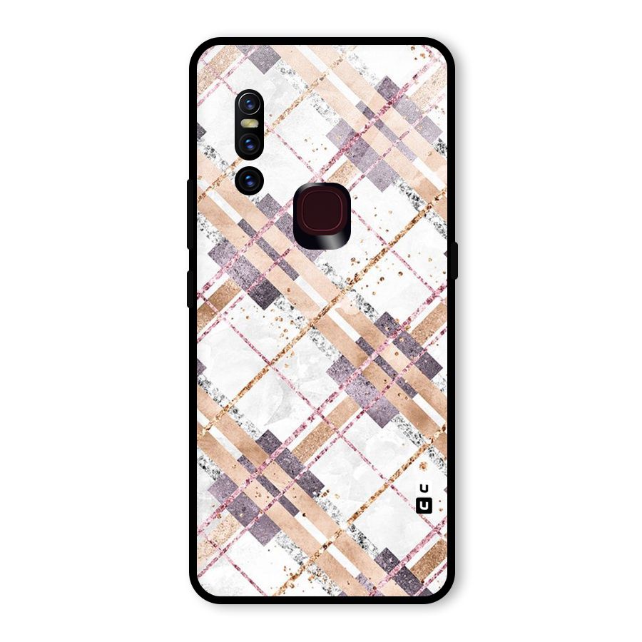 Check Trouble Glass Back Case for Vivo V15