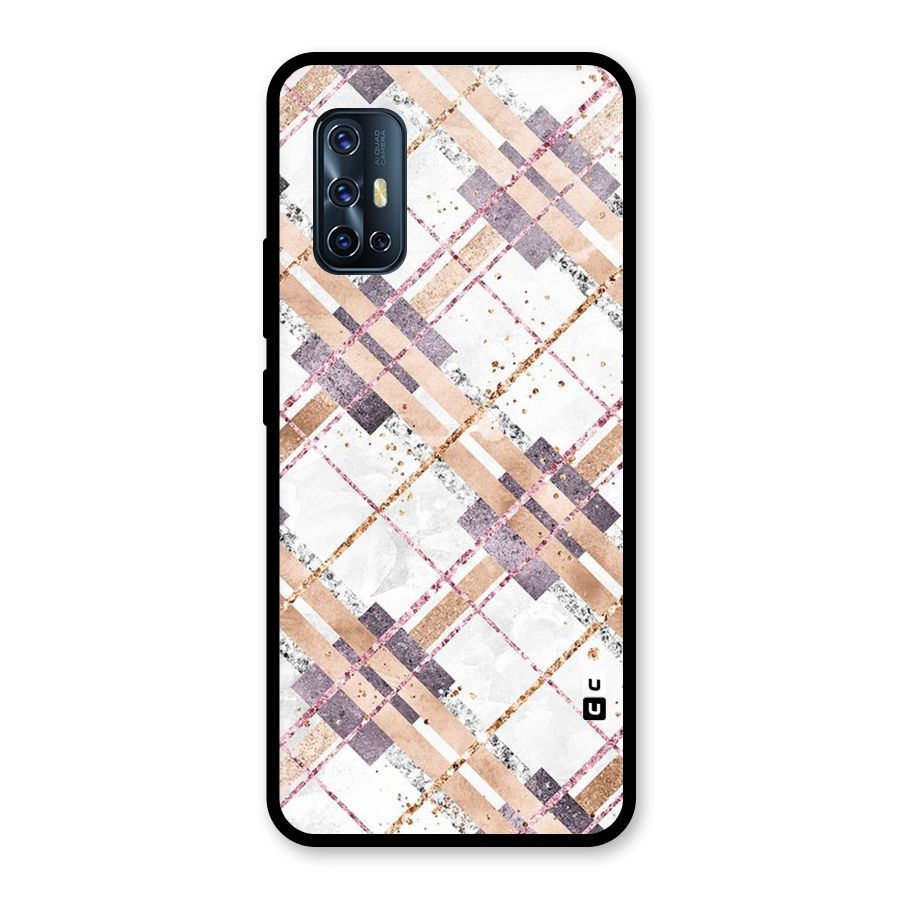 Check Trouble Glass Back Case for Vivo V17