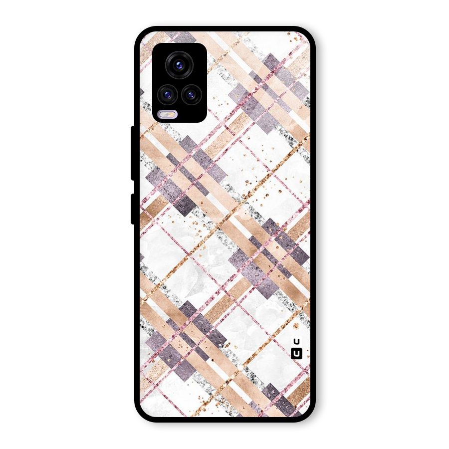 Check Trouble Glass Back Case for Vivo V20