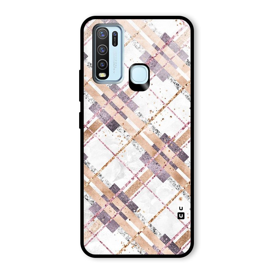 Check Trouble Glass Back Case for Vivo Y30