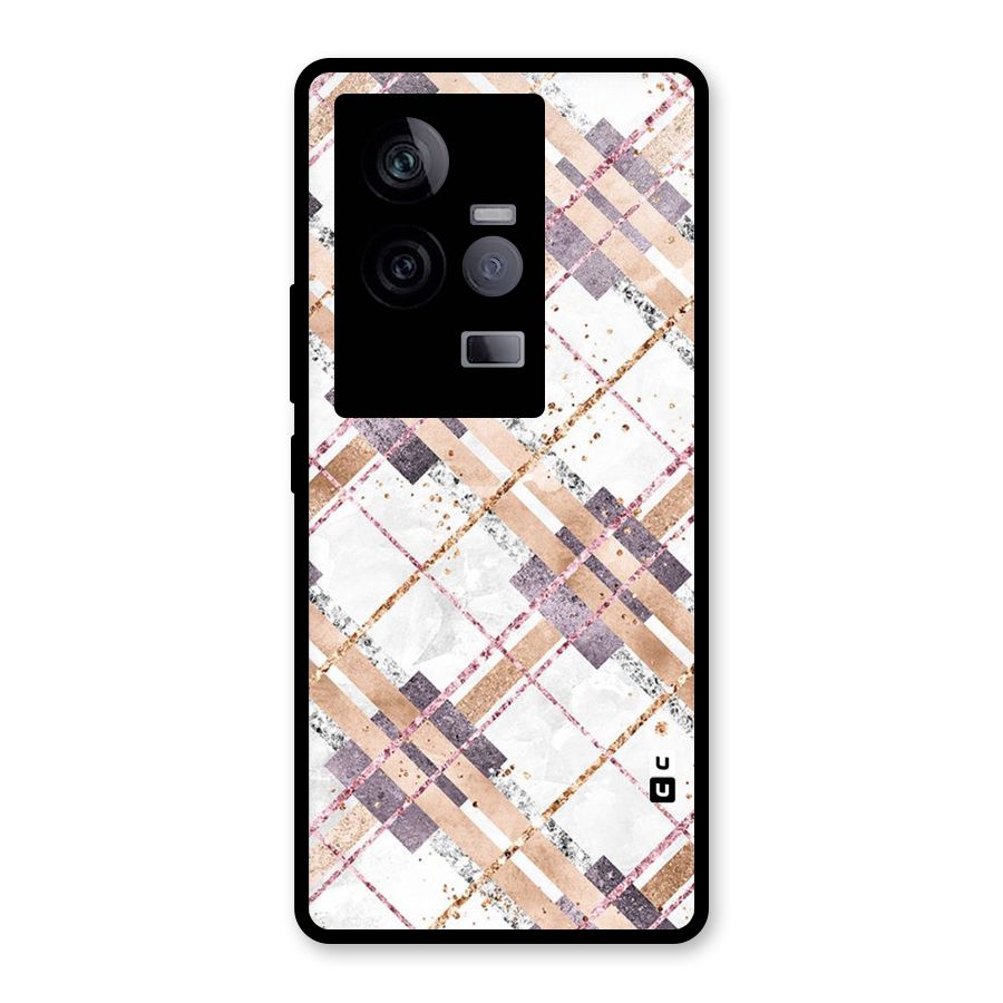 Check Trouble Glass Back Case for Vivo iQOO 11 5G