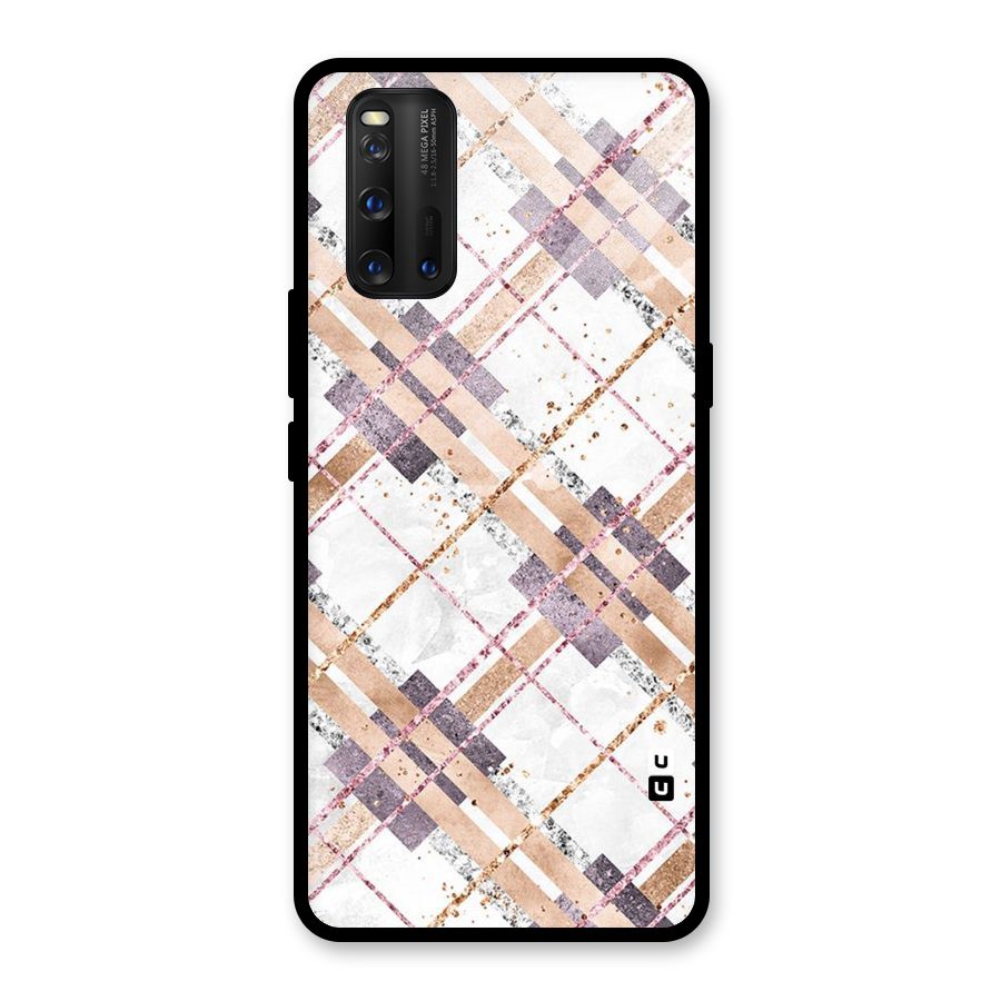 Check Trouble Glass Back Case for Vivo iQOO 3
