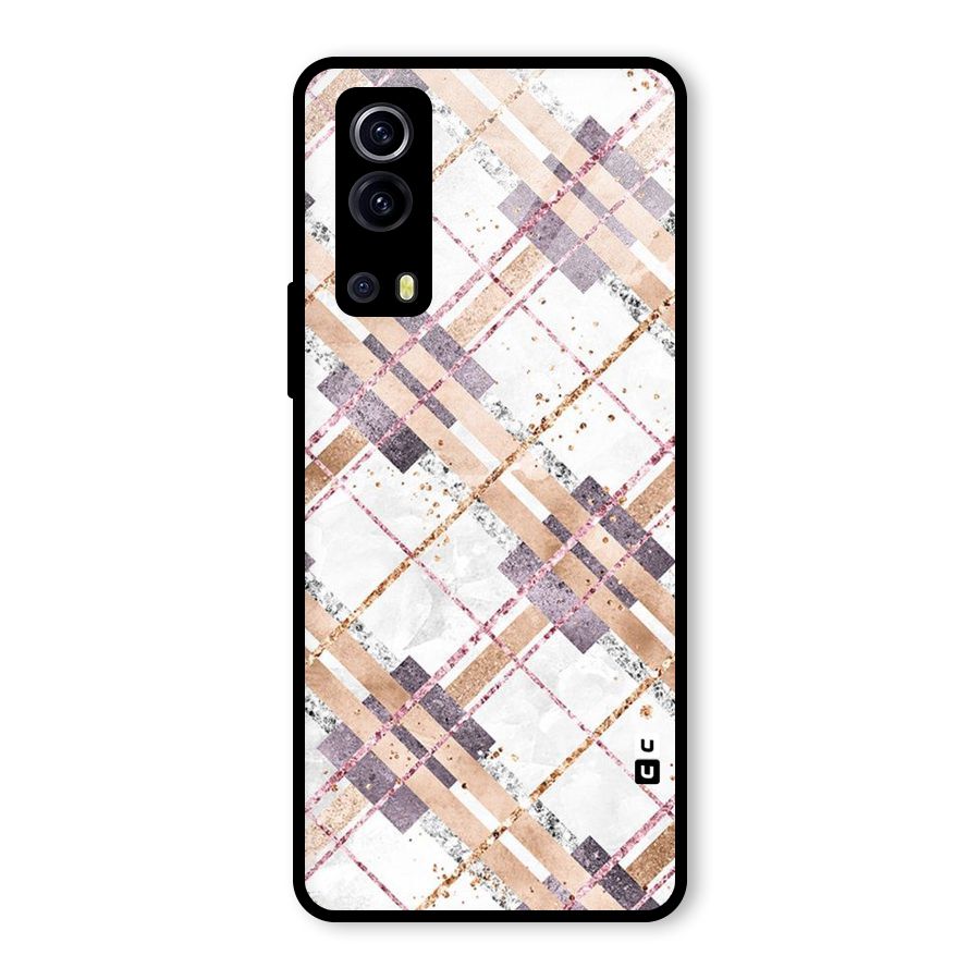 Check Trouble Glass Back Case for Vivo iQOO Z3