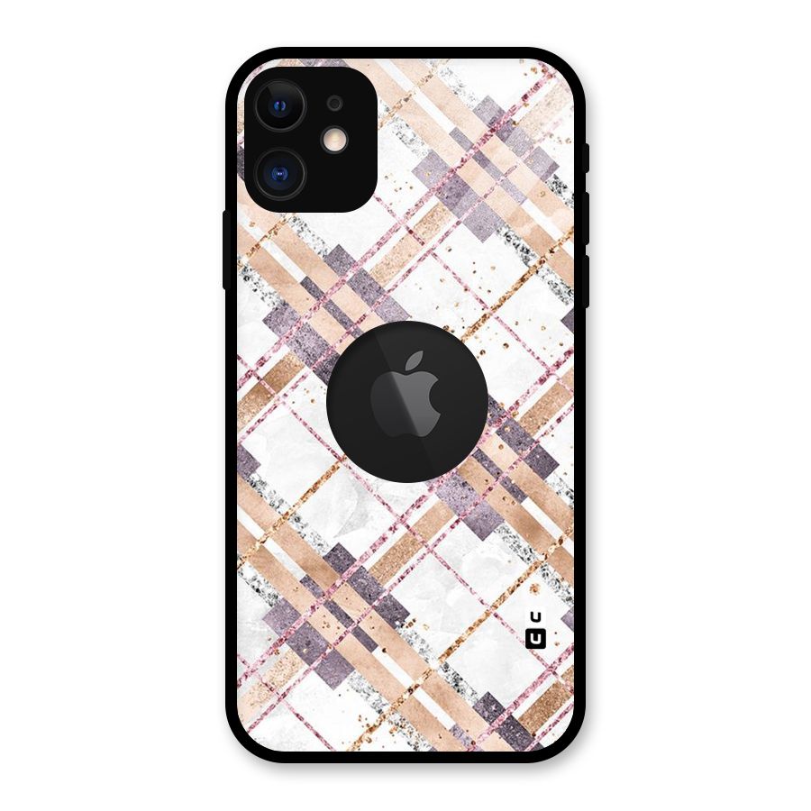 Check Trouble Glass Back Case for iPhone 11 Logo Cut