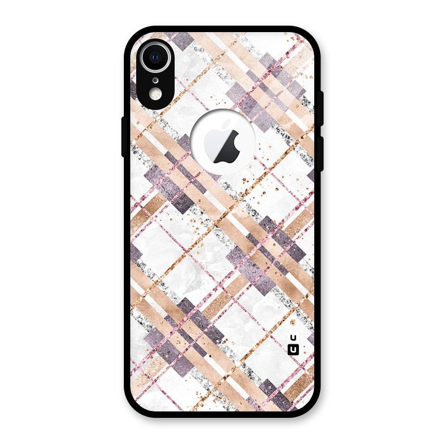 Check Trouble Glass Back Case for iPhone XR Logo Cut