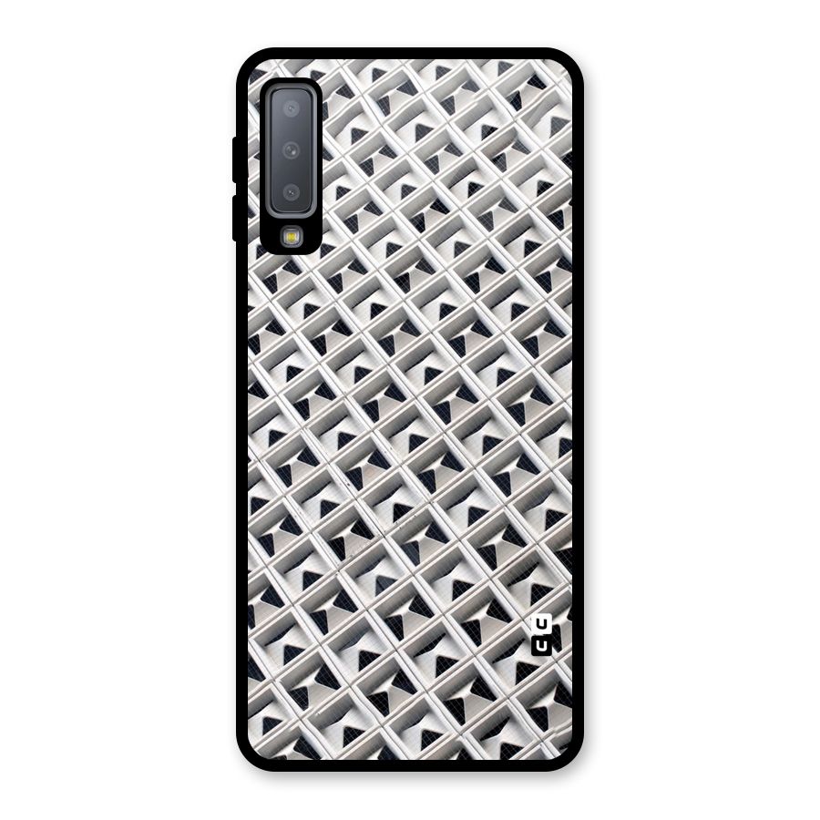 Check White Design Glass Back Case for Galaxy A7 (2018)
