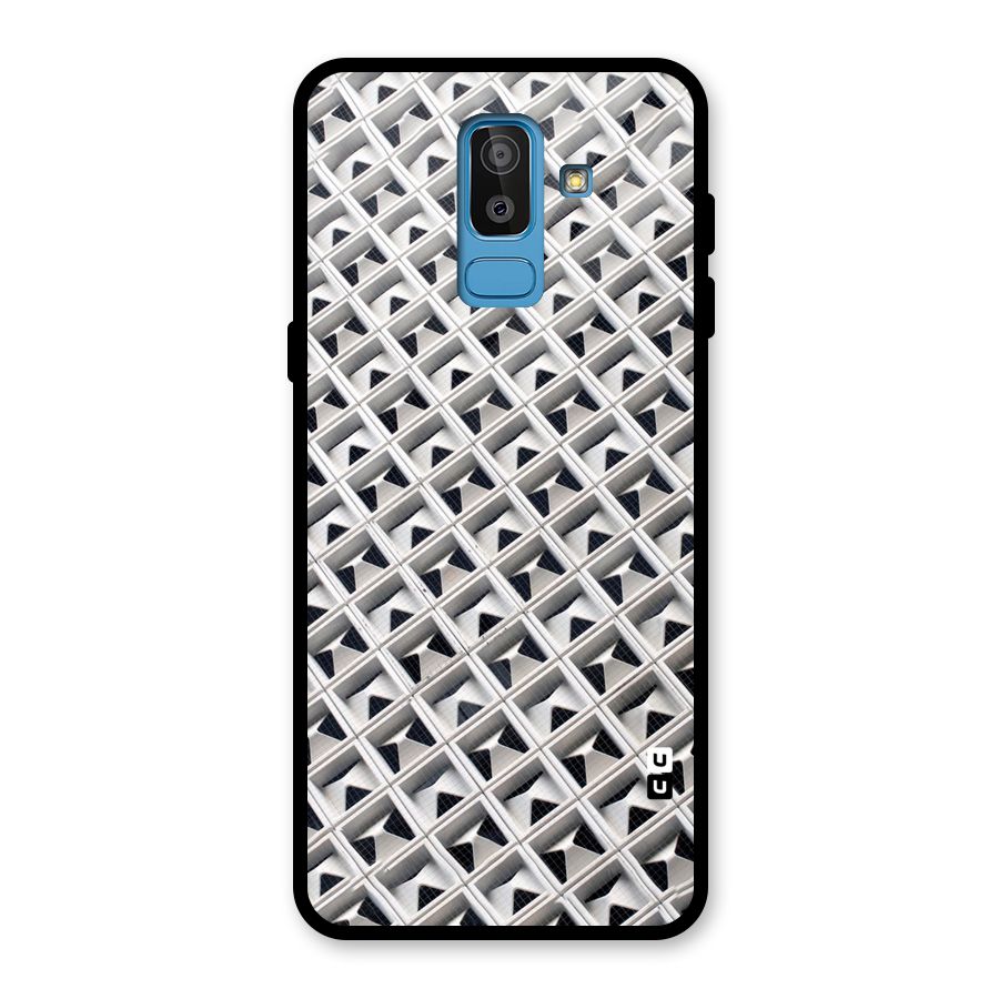 Check White Design Glass Back Case for Galaxy J8