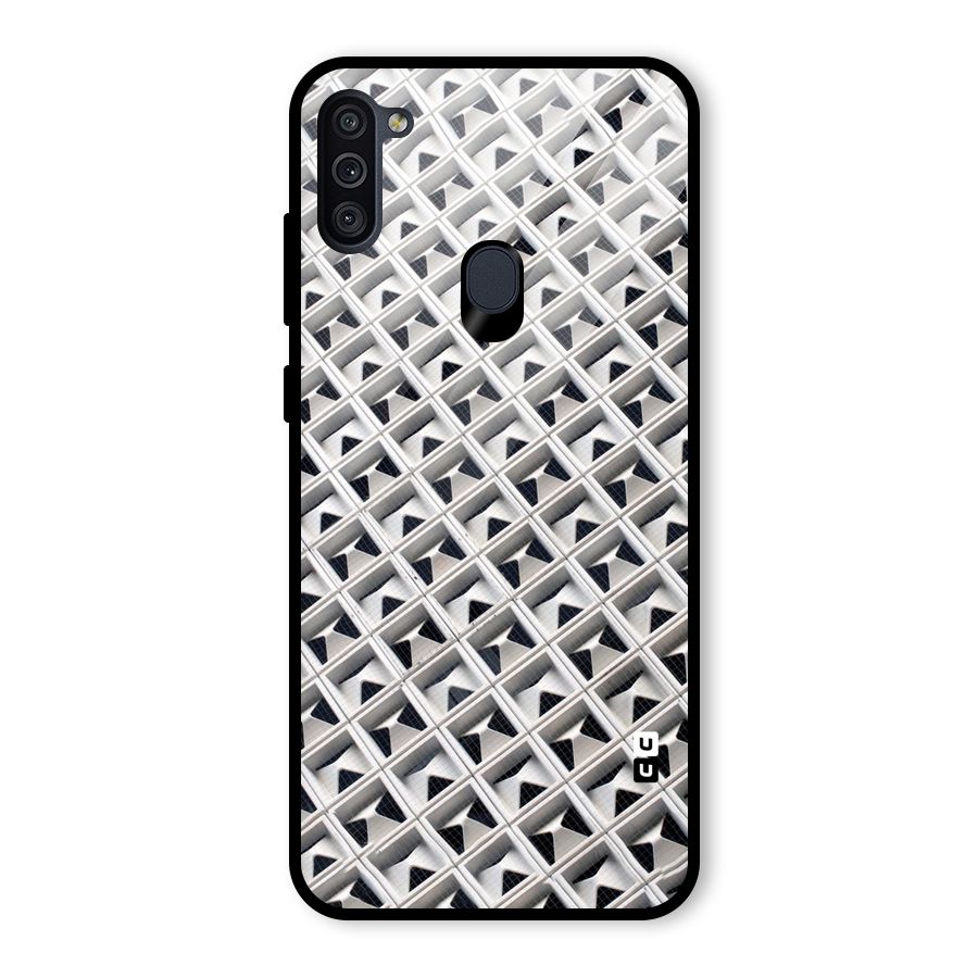 Check White Design Glass Back Case for Galaxy M11