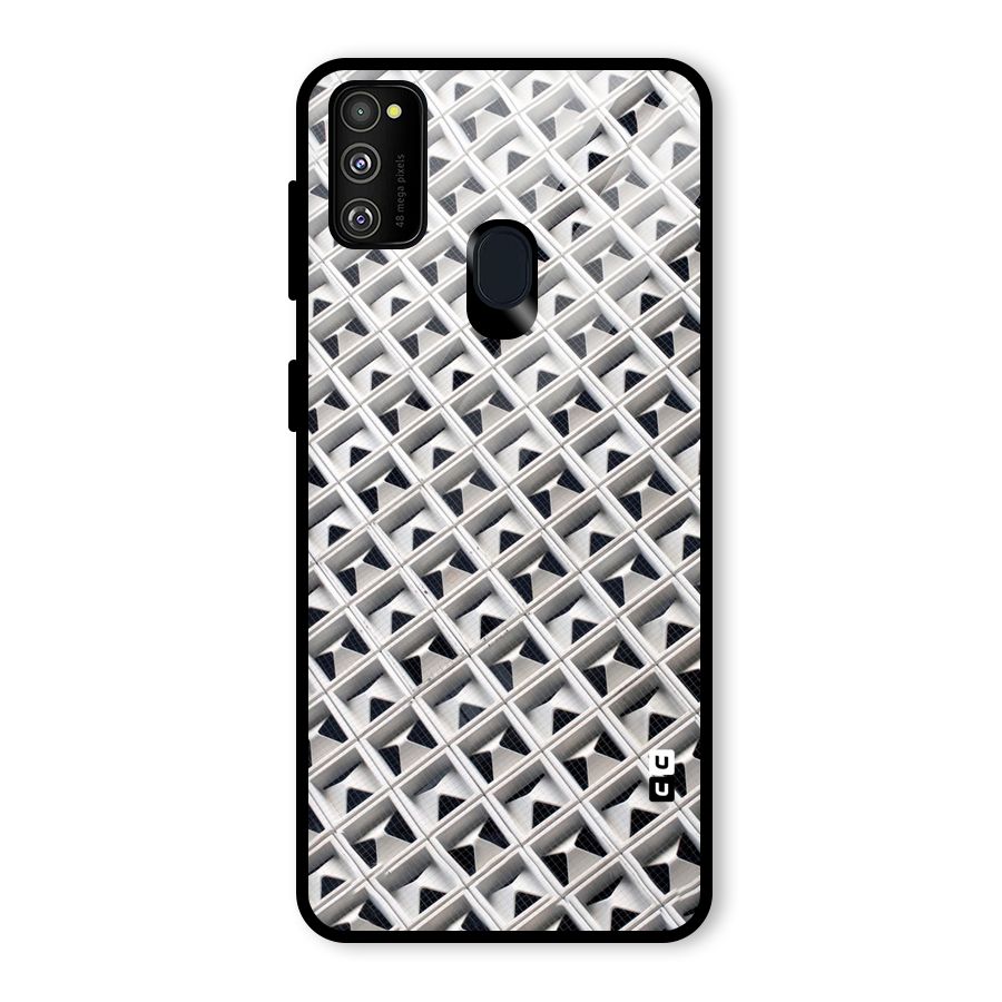 Check White Design Glass Back Case for Galaxy M30s