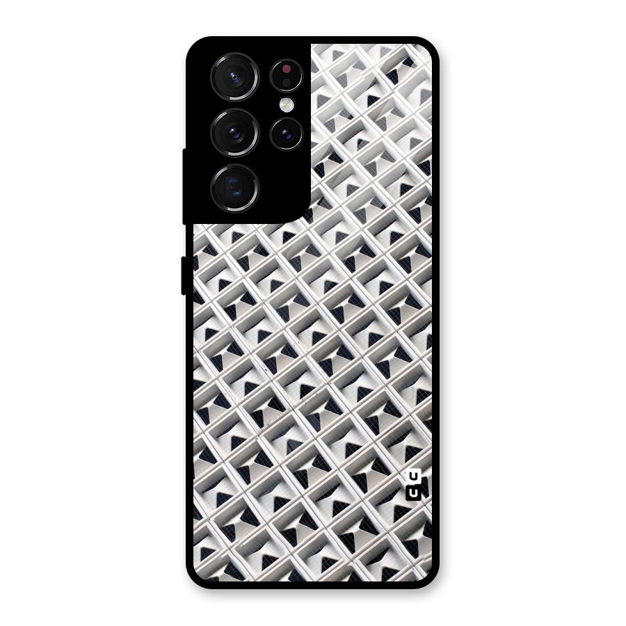 Check White Design Glass Back Case for Galaxy S21 Ultra 5G