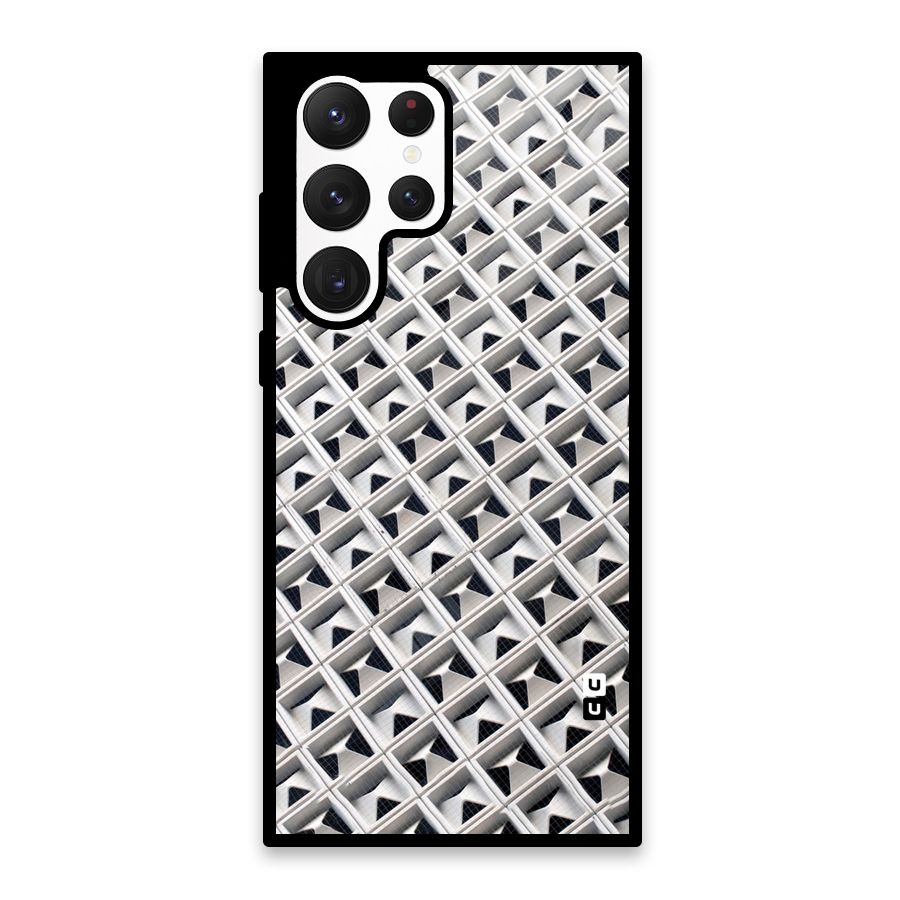 Check White Design Glass Back Case for Galaxy S22 Ultra 5G