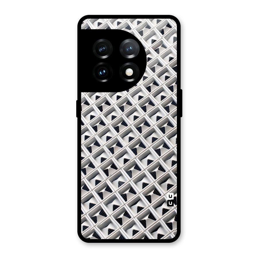 Check White Design Glass Back Case for OnePlus 11