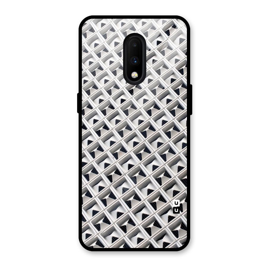 Check White Design Glass Back Case for OnePlus 7