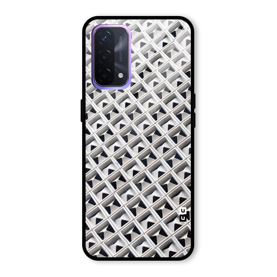 Check White Design Glass Back Case for Oppo A74 5G
