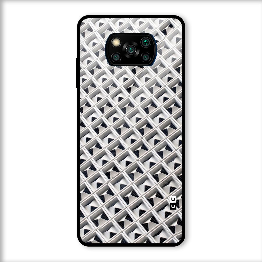 Check White Design Glass Back Case for Poco X3