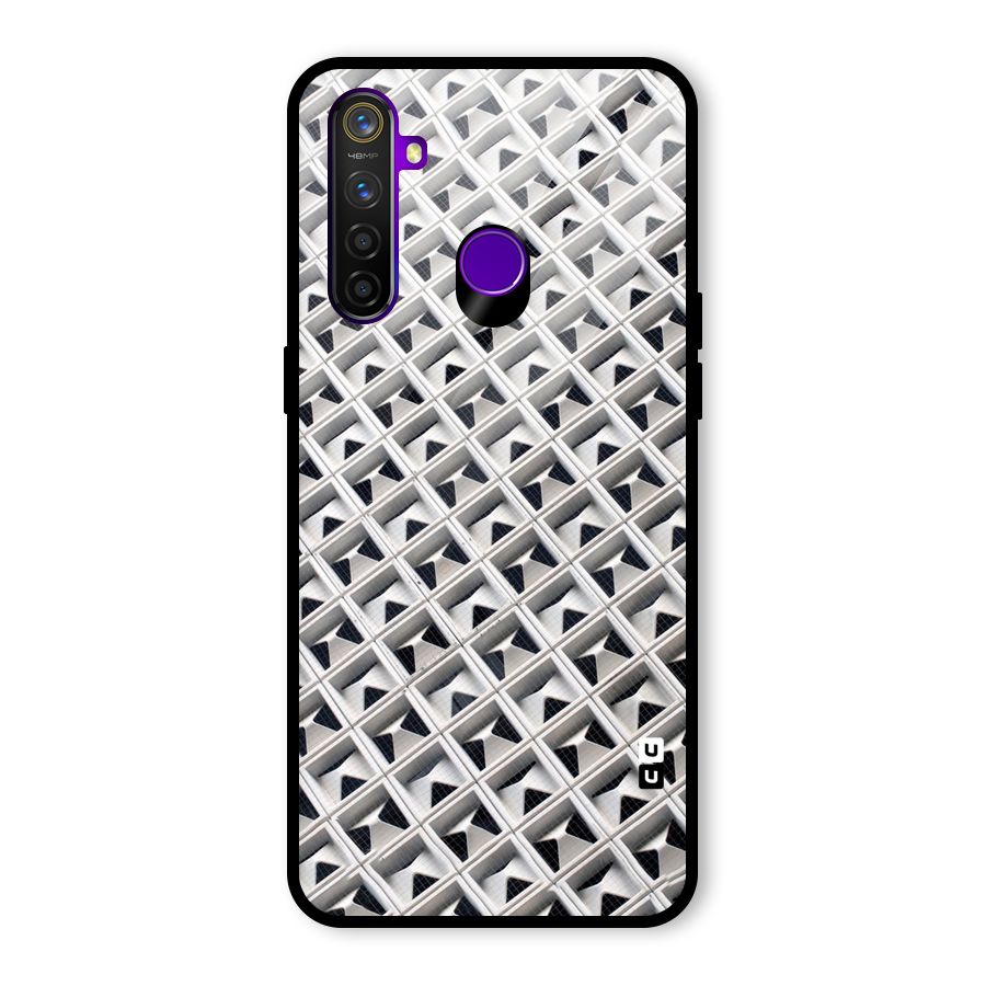 Check White Design Glass Back Case for Realme 5 Pro